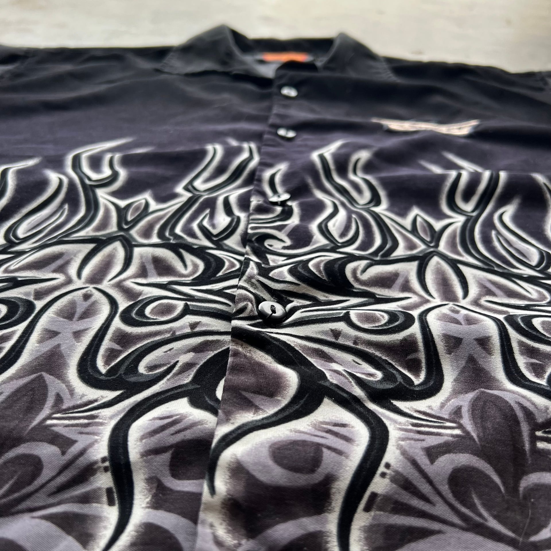 Y2K Las Vegas Button Up Shirt with flames. Goth cyberpunk jnco style 4