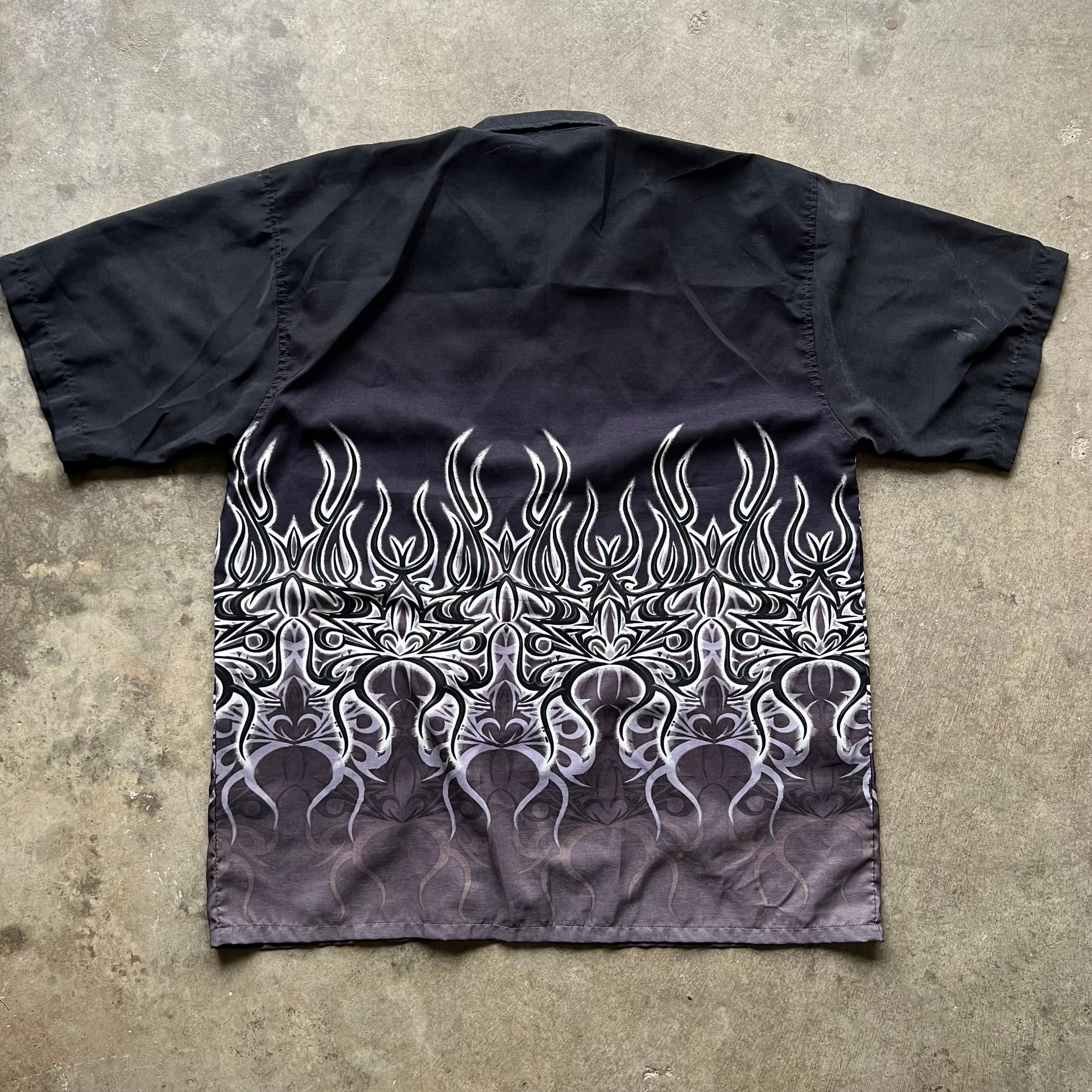 Y2K Las Vegas Button Up Shirt with flames. Goth cyberpunk jnco style 3