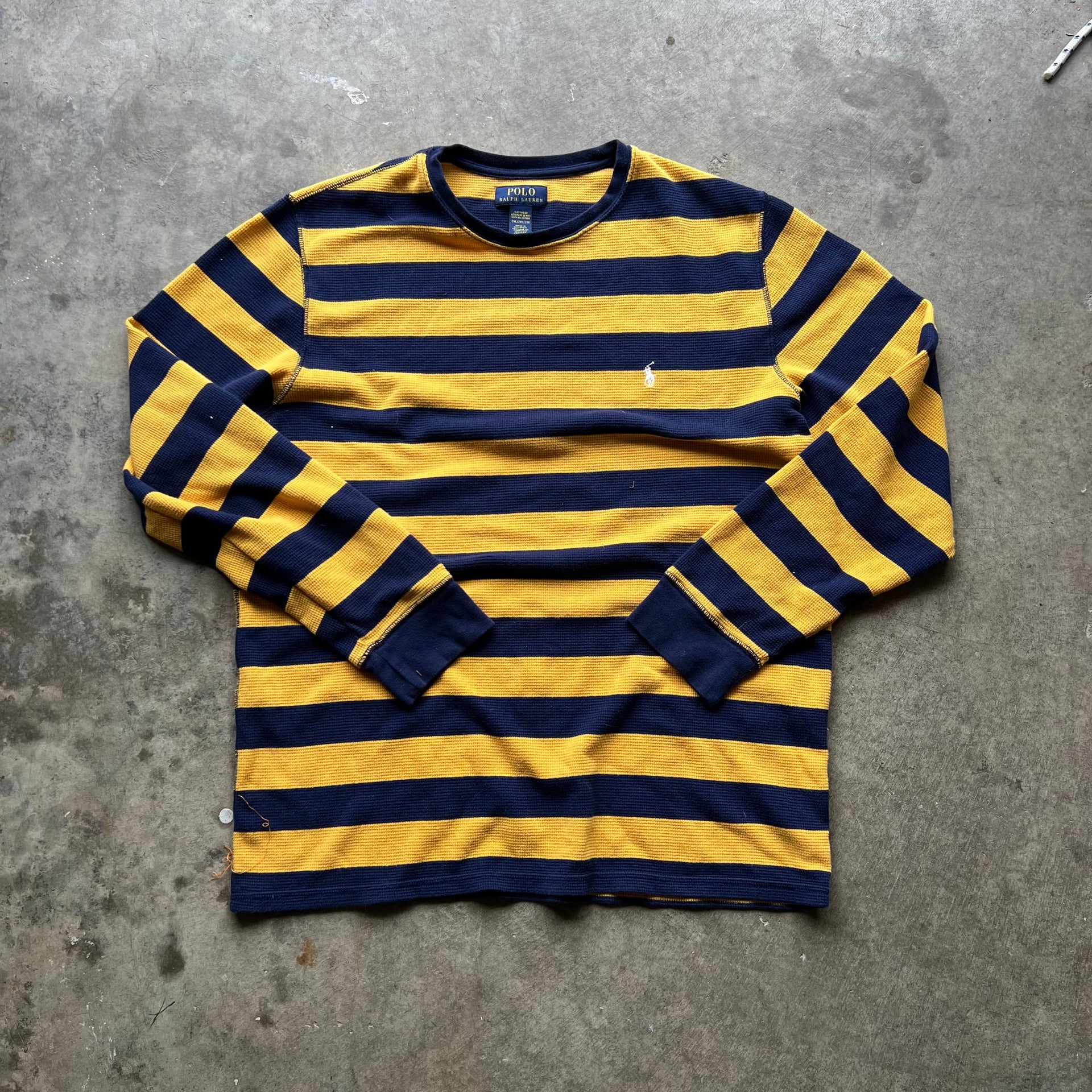 Polo RL Stripped Yellow/Navy Longsleeve Vintage 1