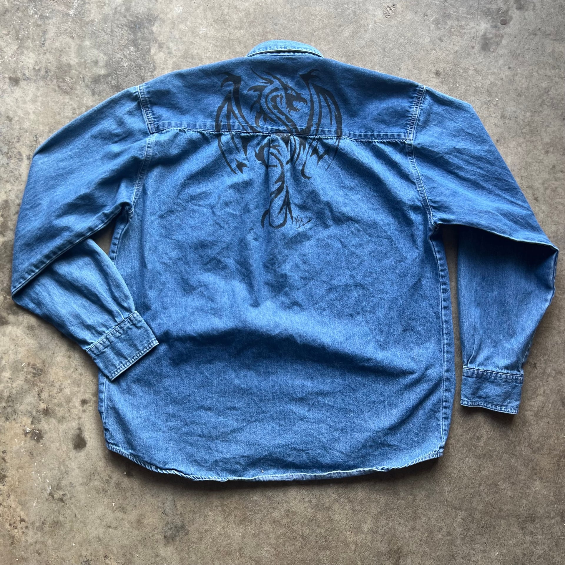 Vintage faded glory custom design denim button up skater 4