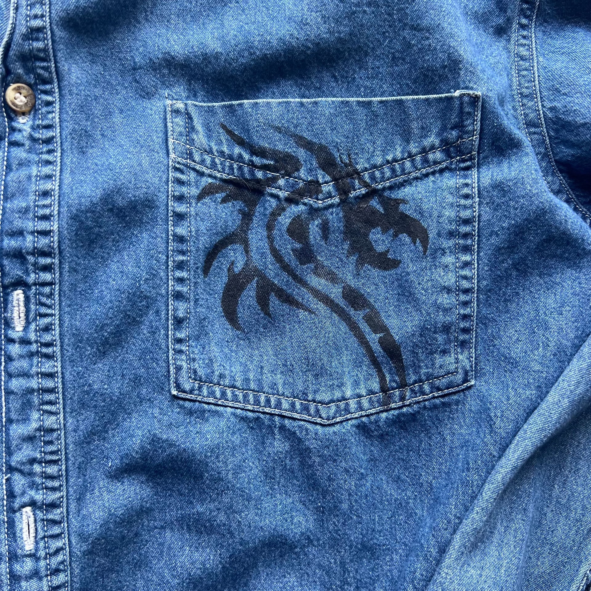 Vintage faded glory custom design denim button up skater 2