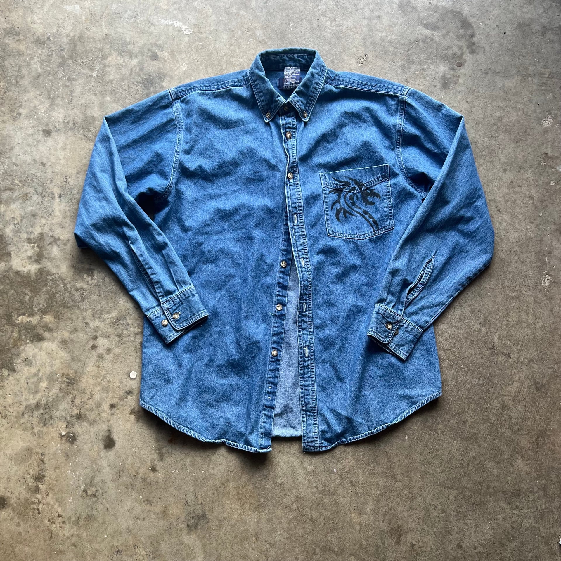 Vintage faded glory custom design denim button up skater 1