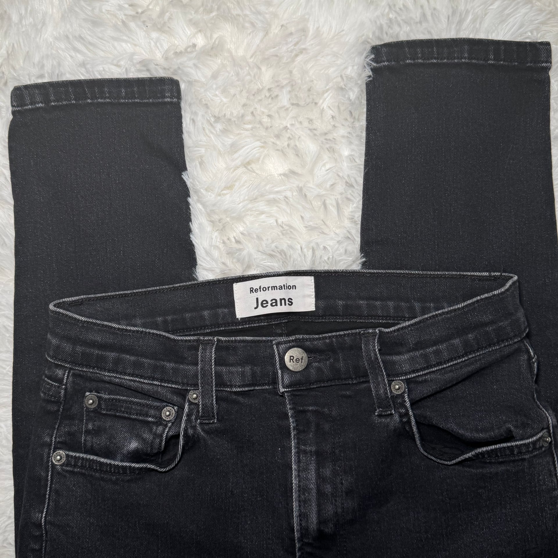 Reformation High and Skinny Jean in Faded Black Destroyed Size 27 Dark Wash 1