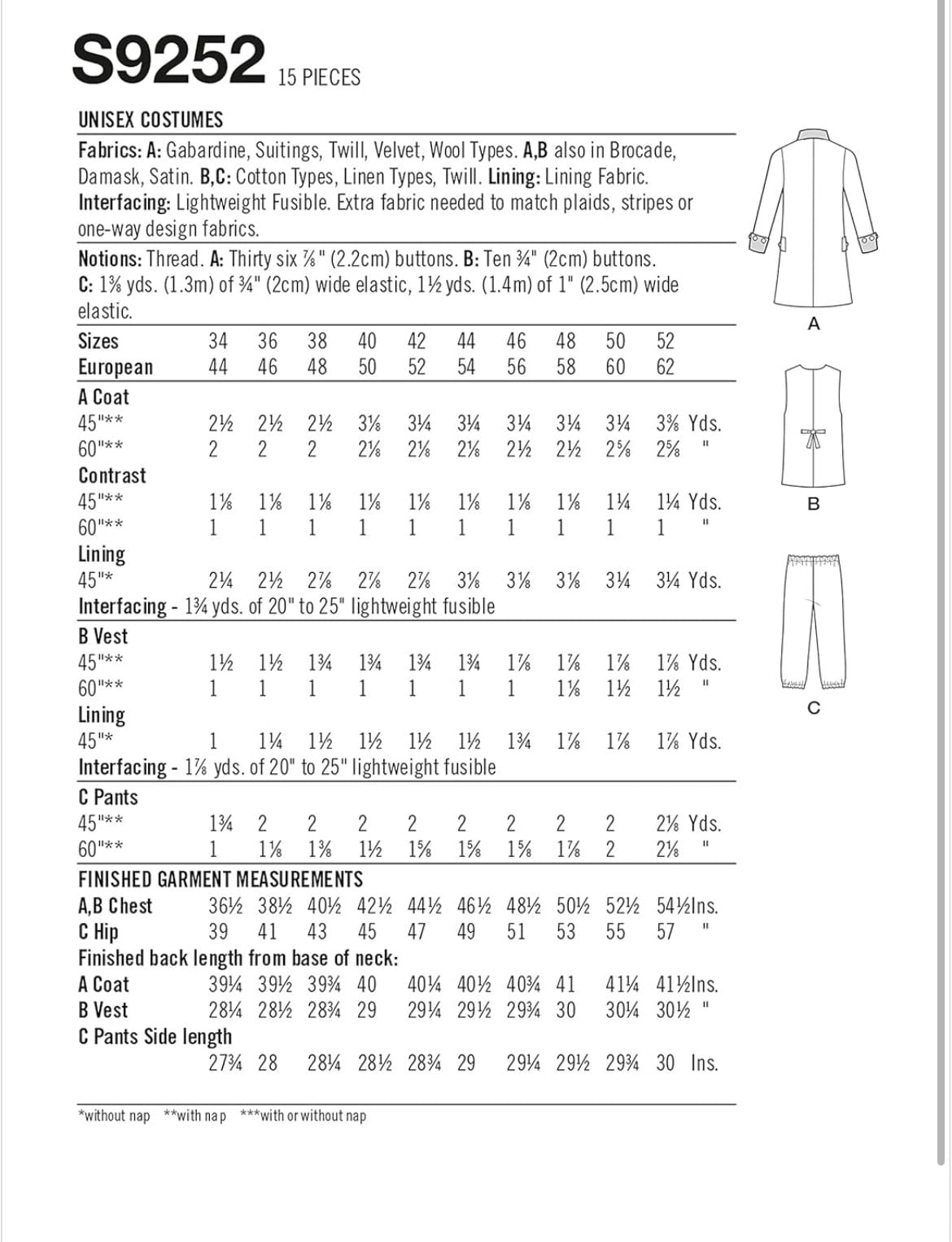 Simplicity Sewing Pattern S9252 Size 34-42 Men Colonial Hamilton Costume Cosplay 2