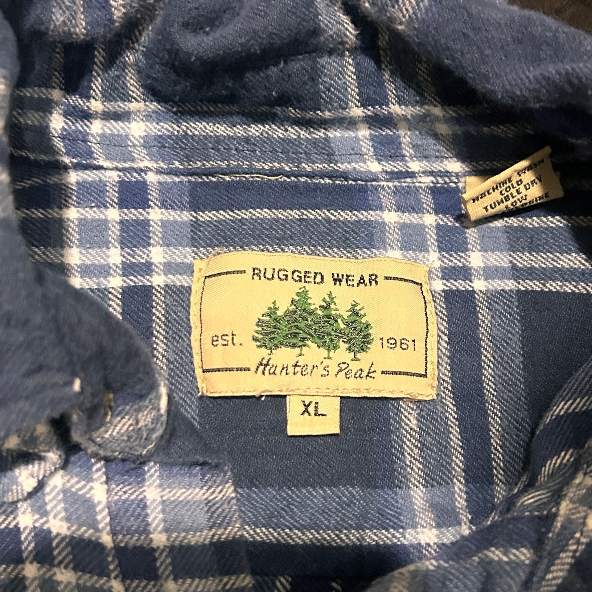 Flannel Shirt Mens XL BLue Tartan Plaid Casual 3