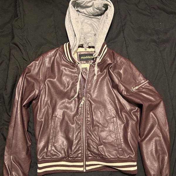 Madden NYC Women Red Faux Leather Jacket Medium