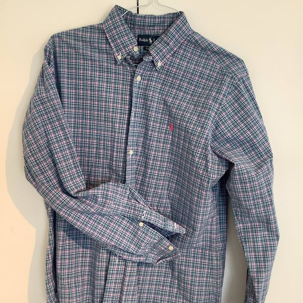 Ralph Lauren Polo Plaid Cotton Button Down Shirt L/S Mens L