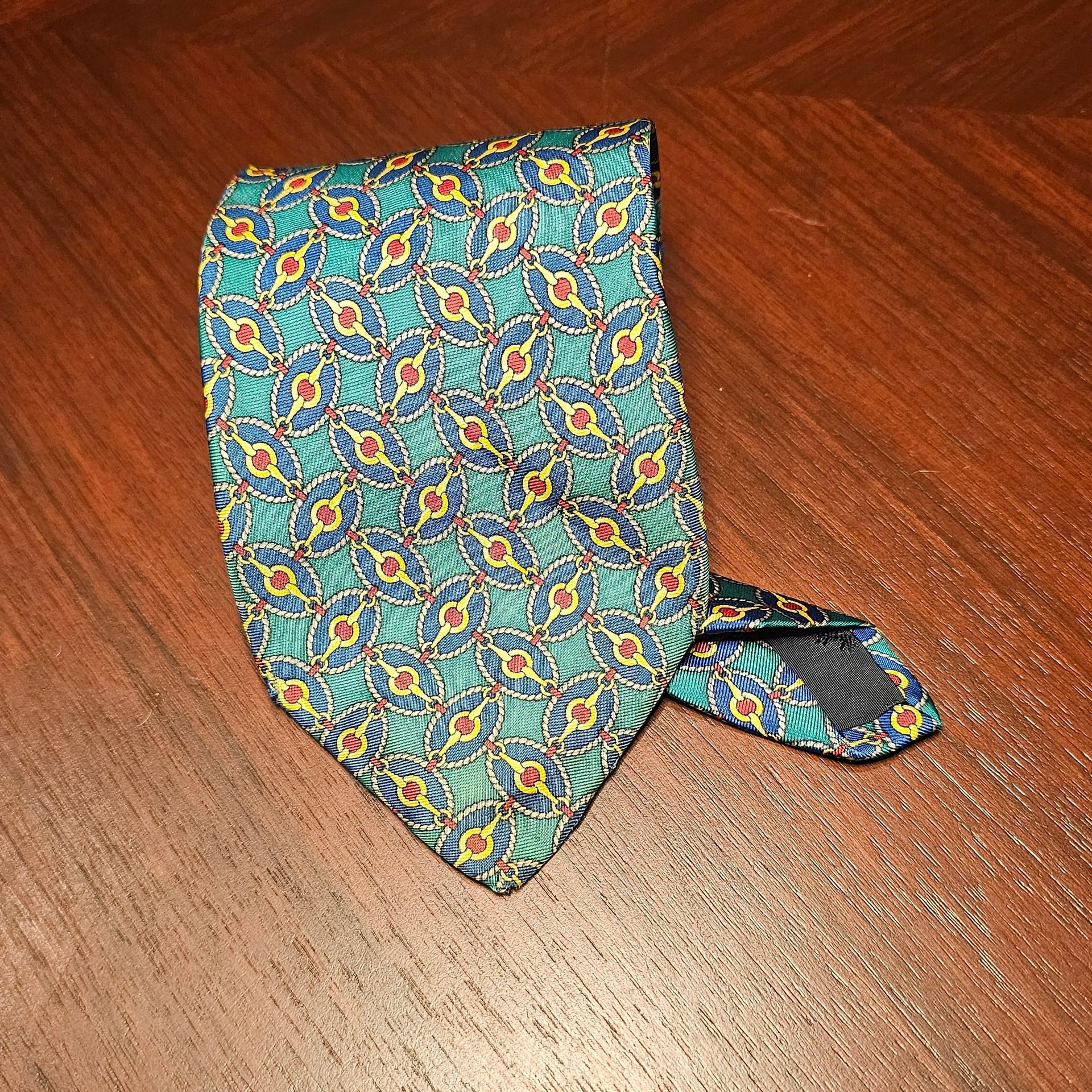 Mens 90s Brooks Brothers Makers Emerald Green Bit Pattern Tie 1