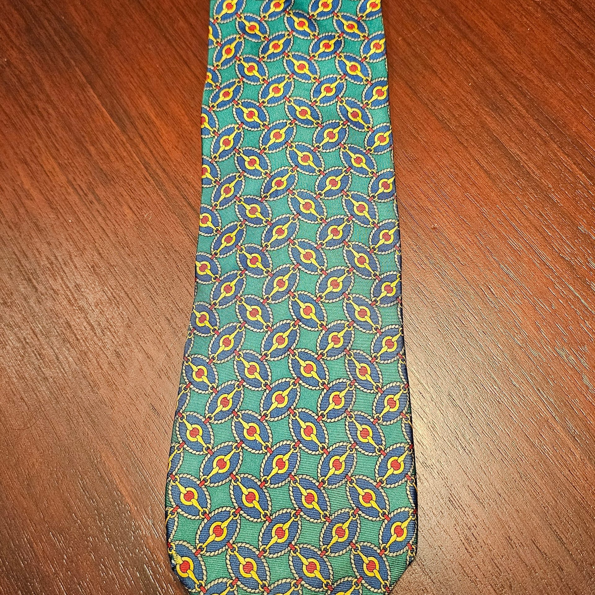 Mens 90s Brooks Brothers Makers Emerald Green Bit Pattern Tie 4