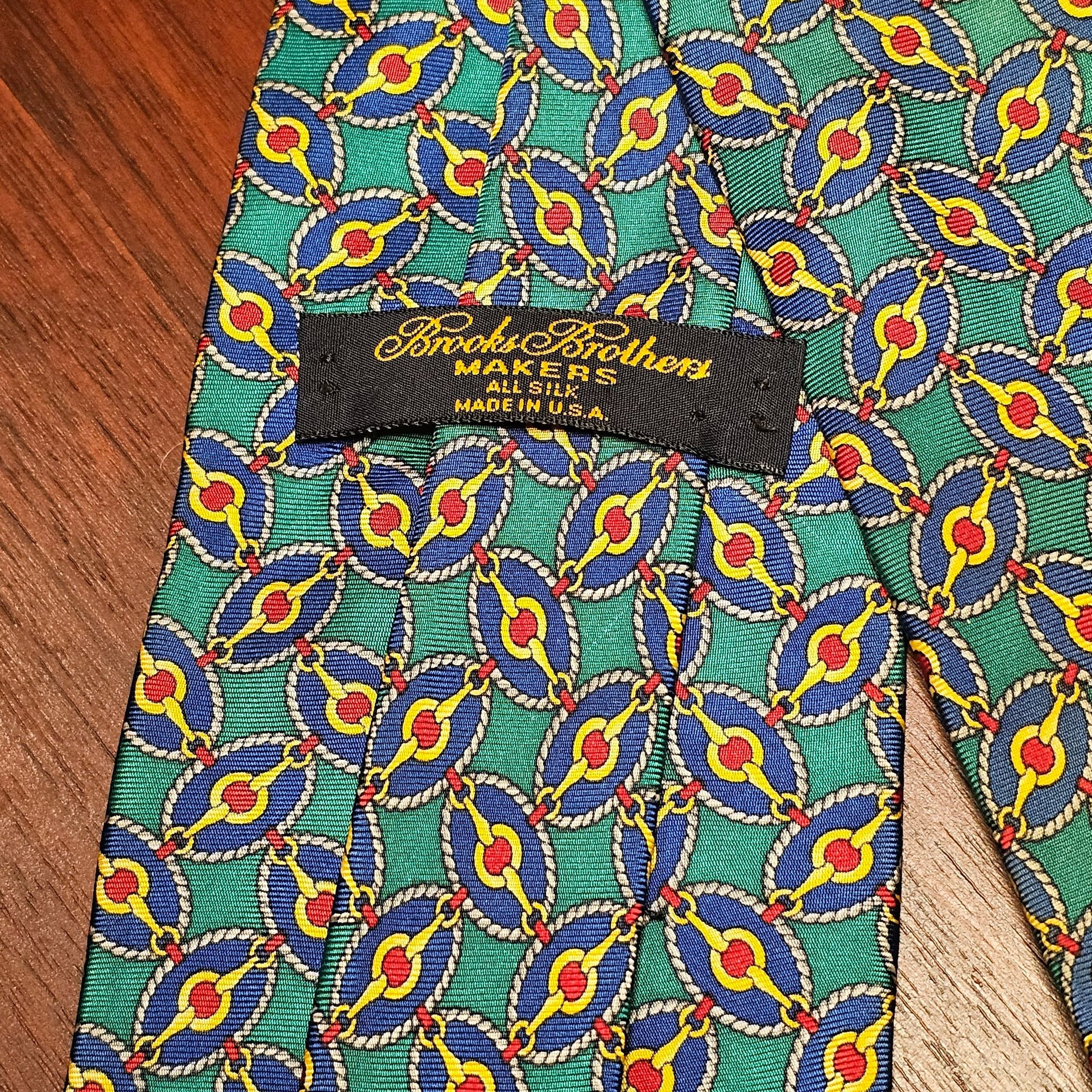 Mens 90s Brooks Brothers Makers Emerald Green Bit Pattern Tie 3