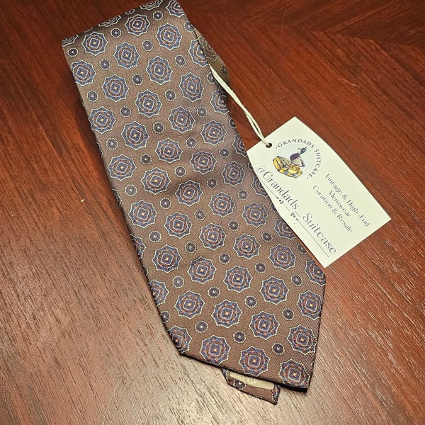 Christian Dior Brown Paisley Polka Dot Classic Short Neck Tie VTG 3.5 / 58
