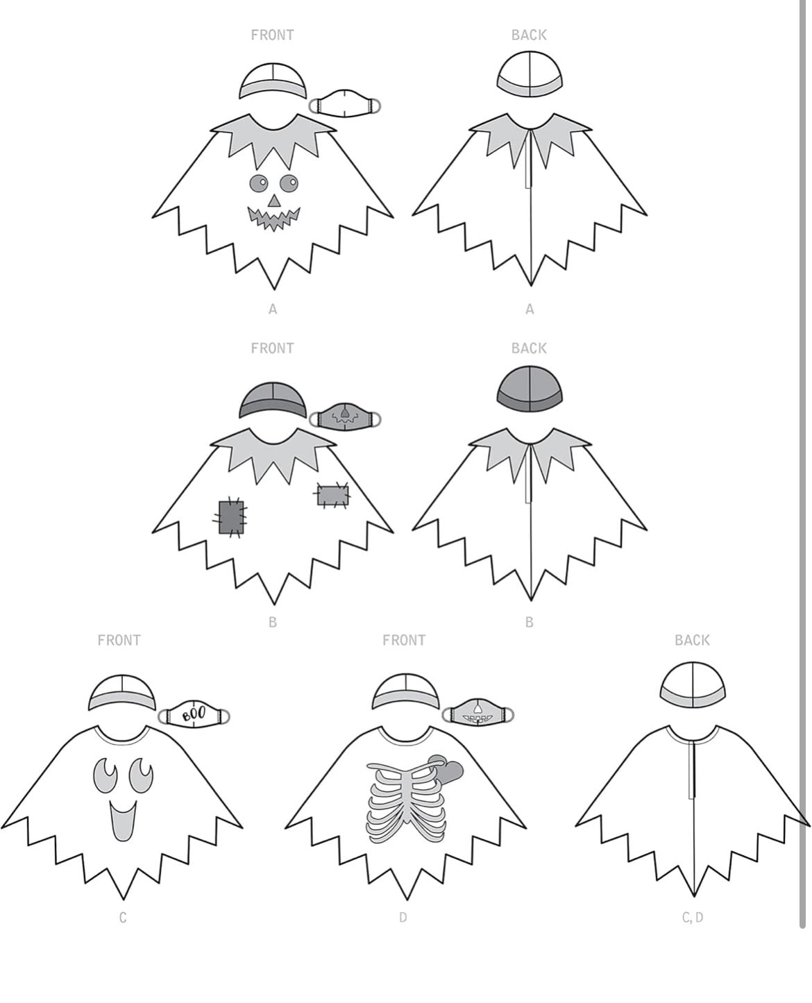 Simplicity S9351 PONCHO kids Halloween Costumes 3