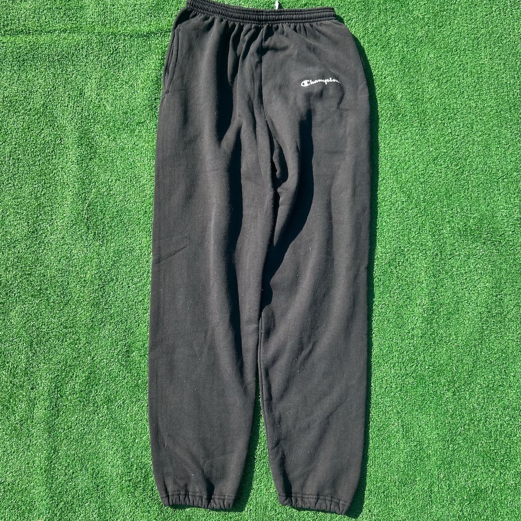 Vintage Champion Joggers Men's Size medium Black Sweatpants Stretch 2