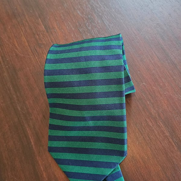 90s Brooks Brothers Blue Green Makers Striped Tie 3.75"/59"