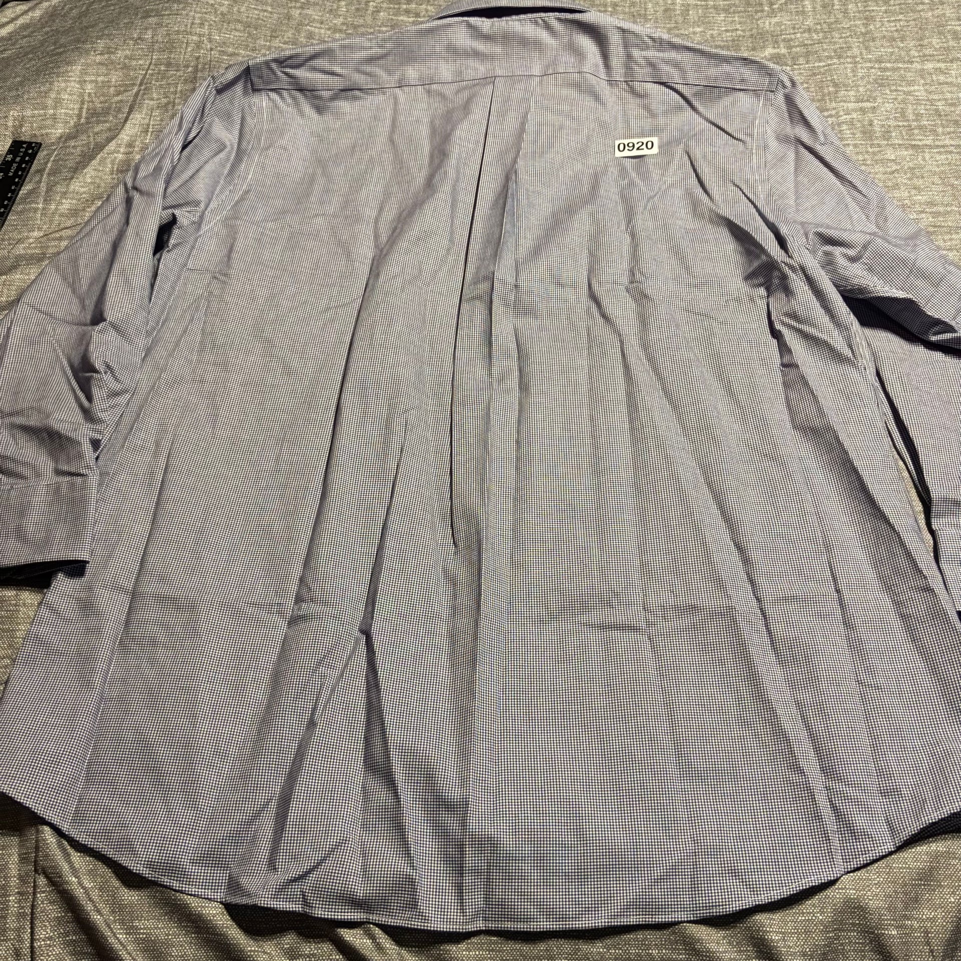 Lauren Ralph Lauren Men's Blue Gingham Slim Fit Non-Iron Dress Shirt 17.5 6