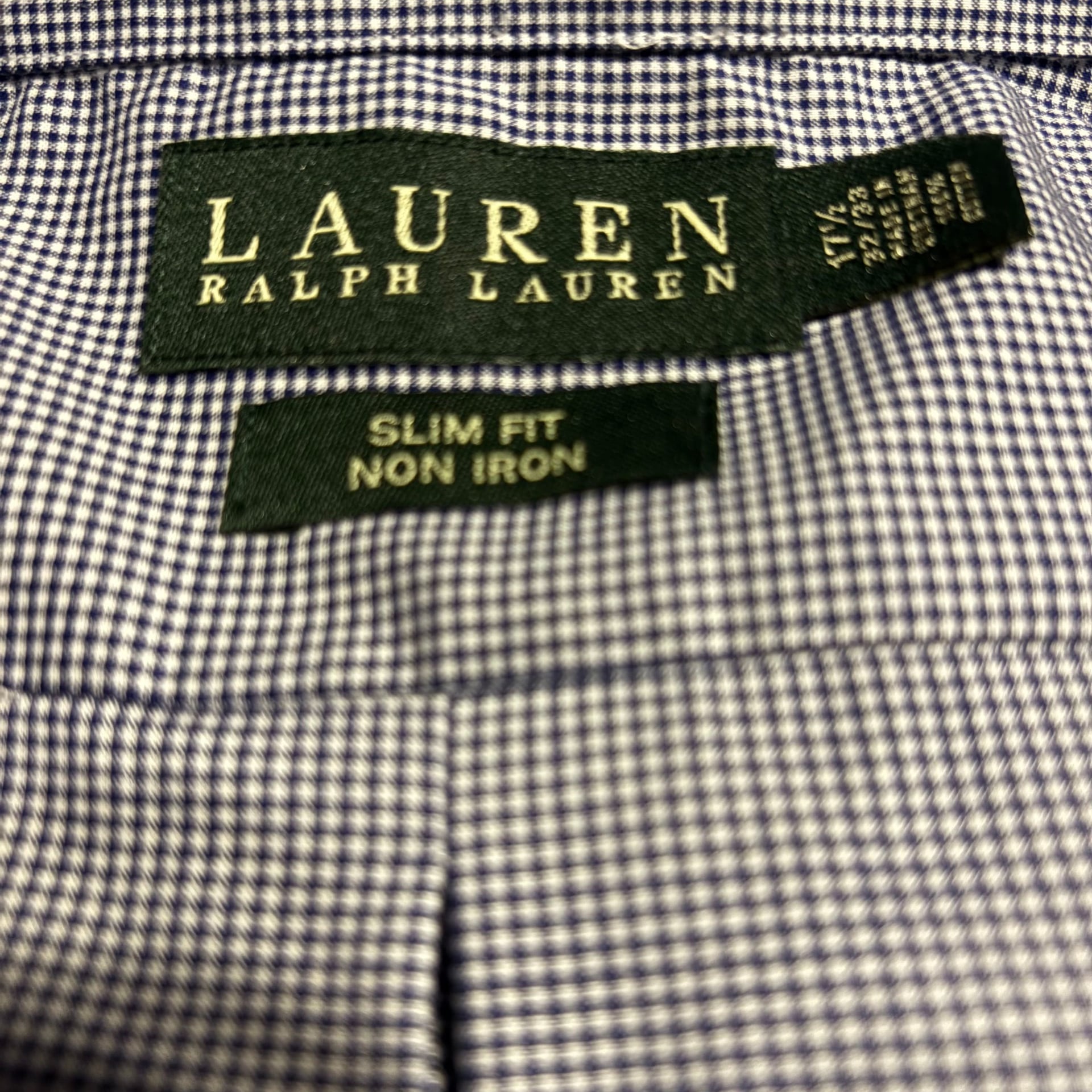 Lauren Ralph Lauren Men's Blue Gingham Slim Fit Non-Iron Dress Shirt 17.5 5