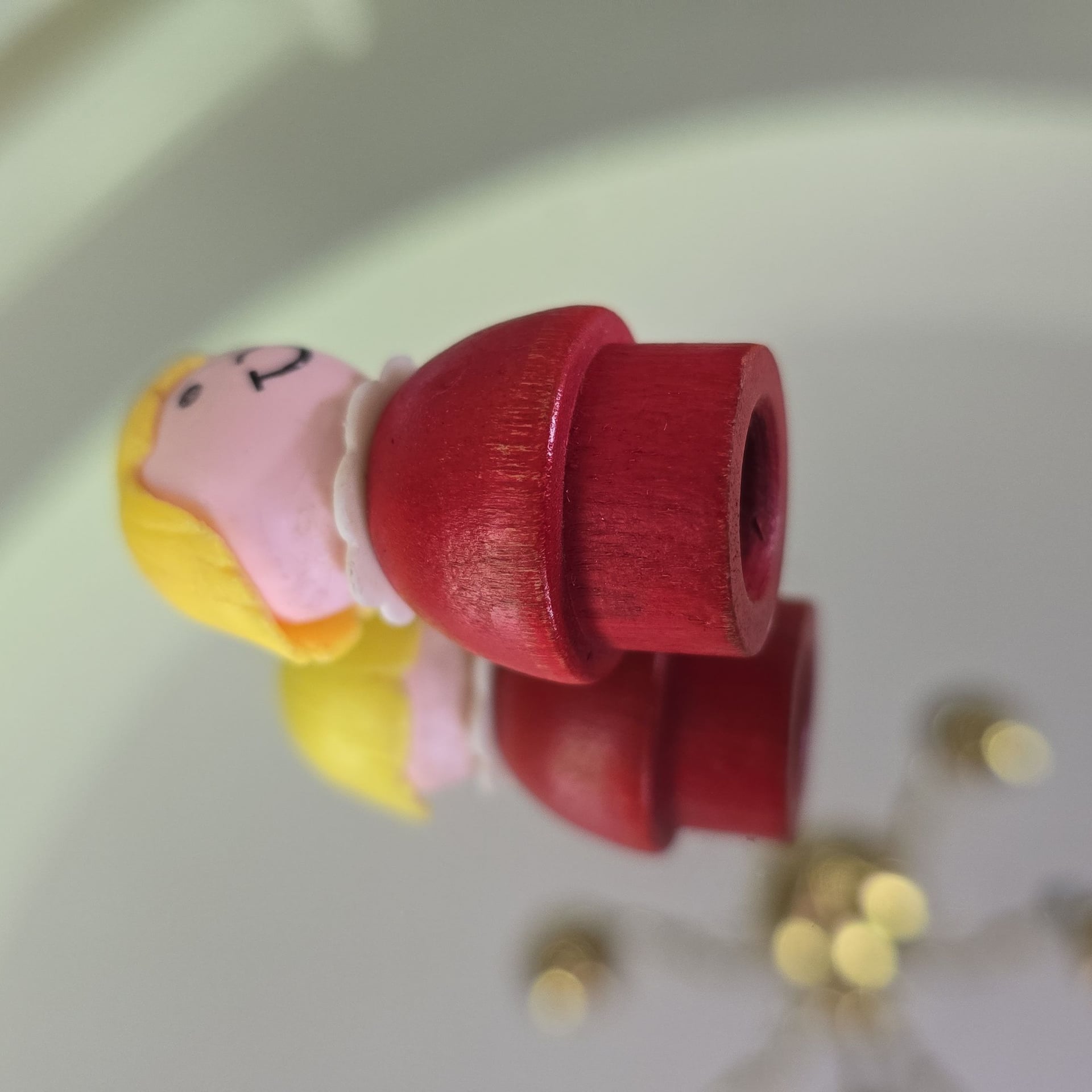 Vintage Fisher Price Little People FAMILY Girl Blonde Wood Body Plastic Head 2