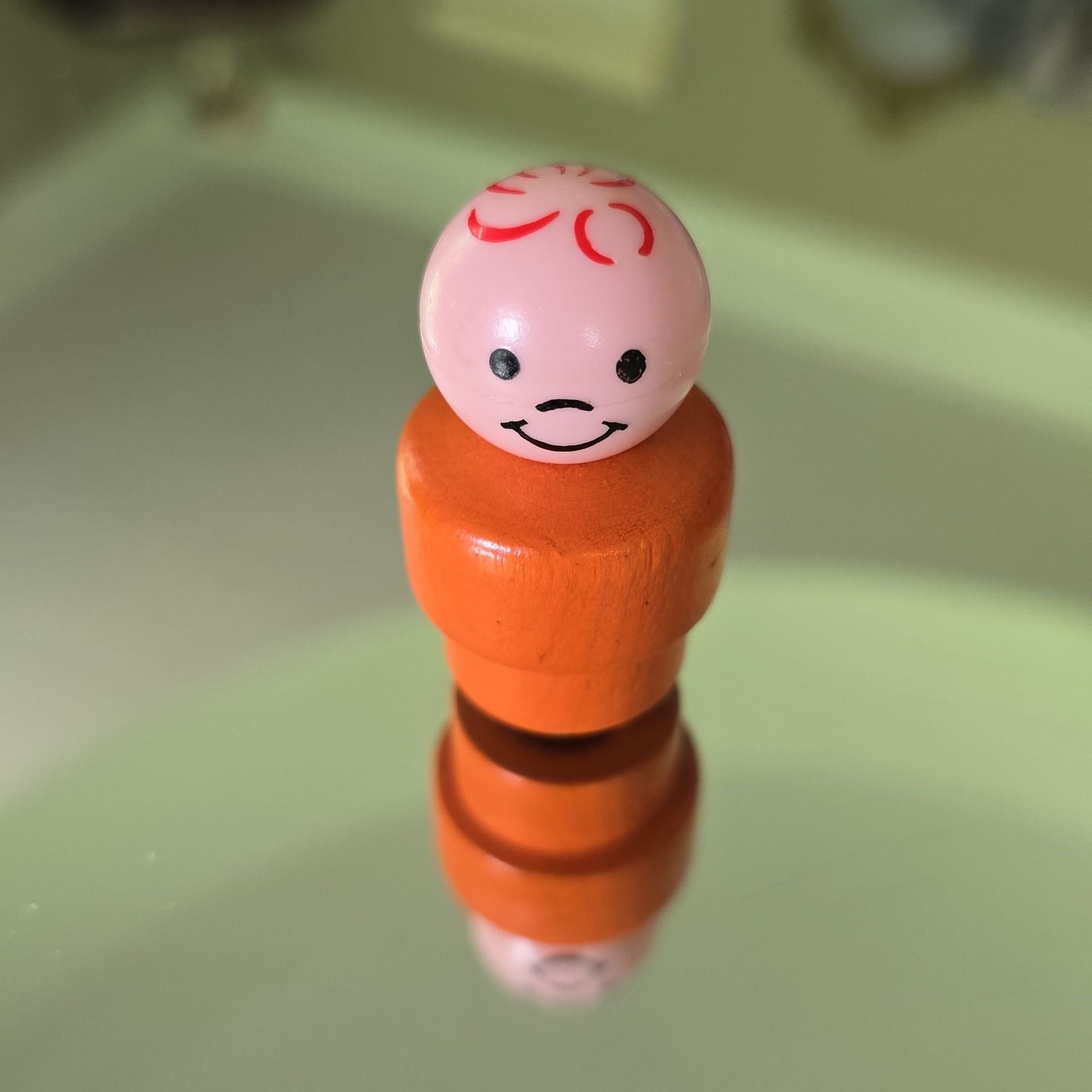 Wooden and Plastic Fisher Price Little People Figure vintage orange man or kid 1