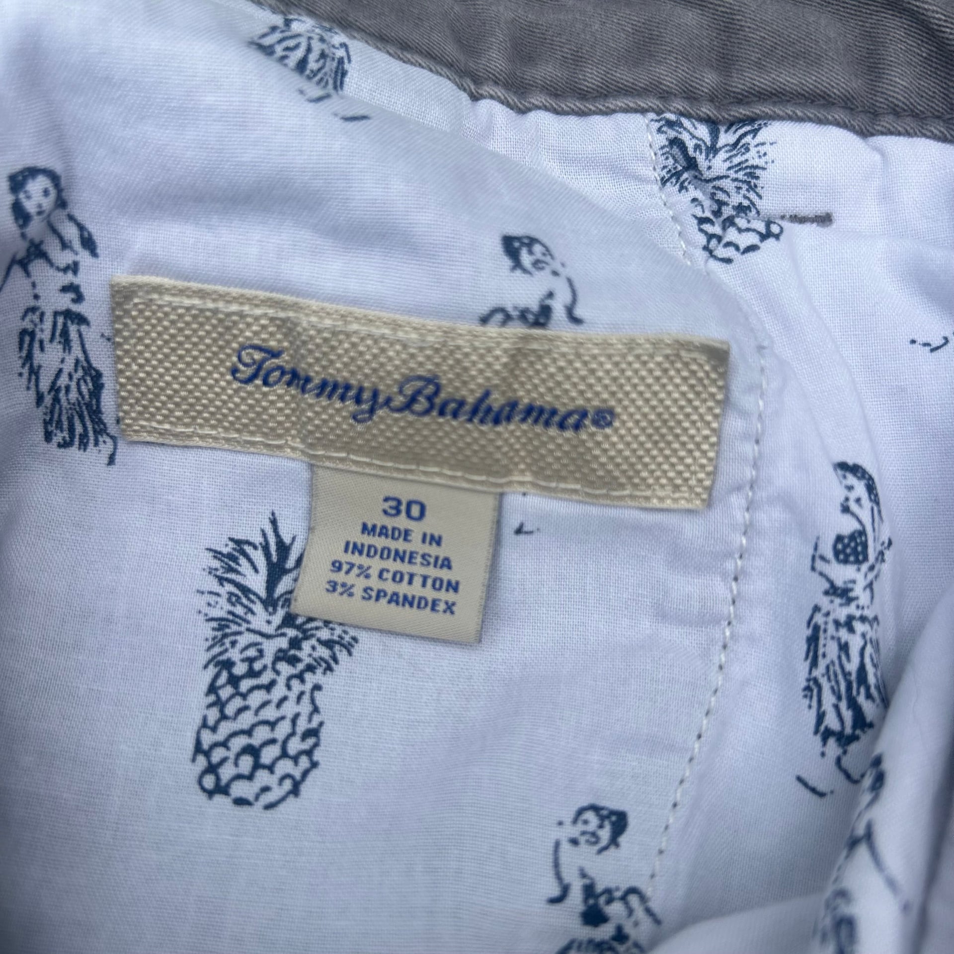 Tommy Bahama Men's Cotton Flat Front Gray khaki cinco Shorts size 30 3
