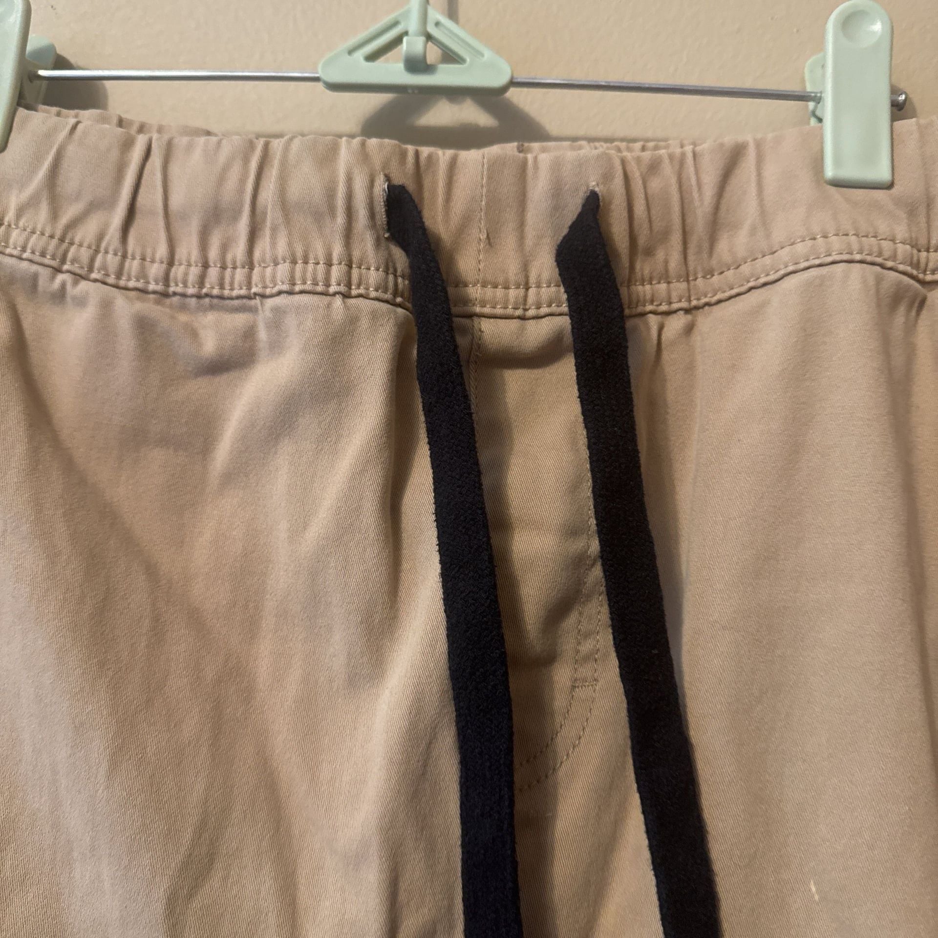 WT02 Cargo Pants Mens Medium Brown Joggers Drawstrings Stretch Casual 3
