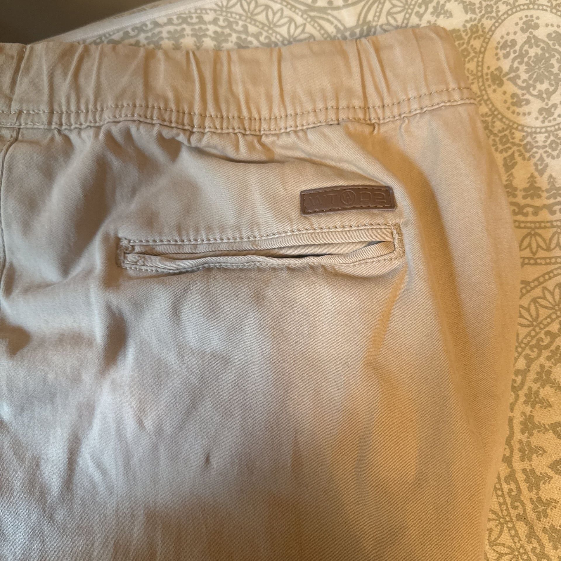 WT02 Cargo Pants Mens Medium Brown Joggers Drawstrings Stretch Casual 6