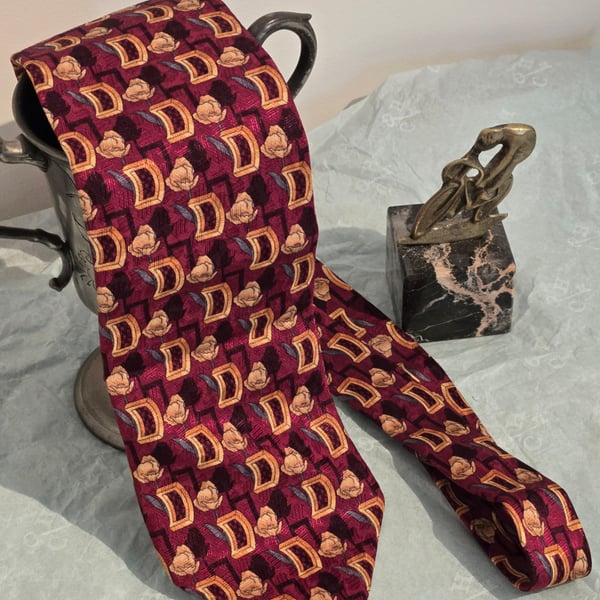 Ermenegildo Zegna Floral Burgundy 100% Silk Made in Italy tie