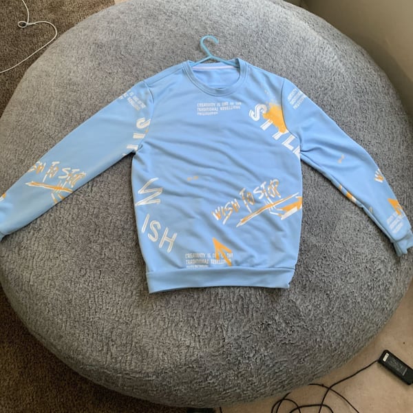 Light Blue Graphic Crewneck Sweatshirt