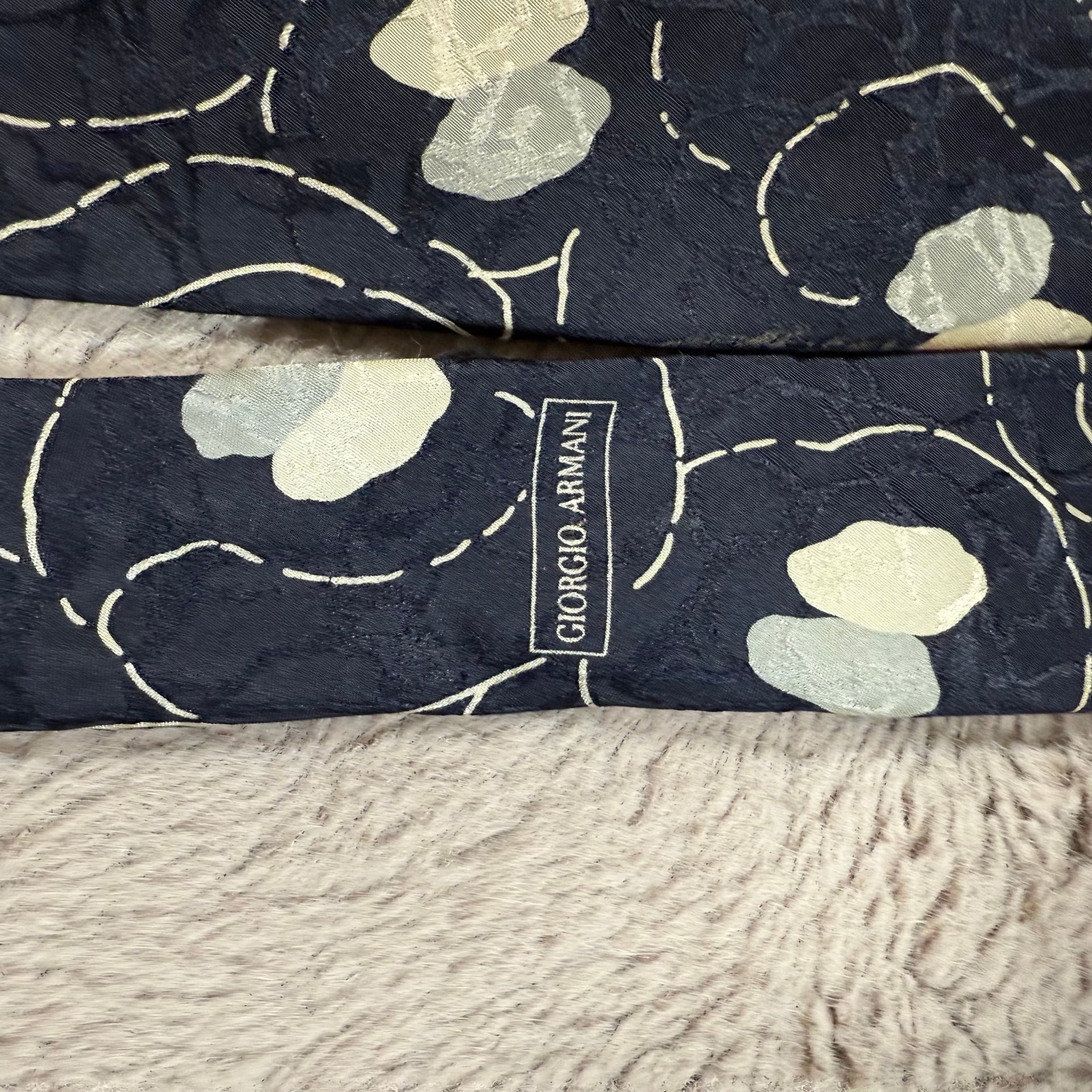 Giorgio Armani Men Ties Pure 100% Silk Dark Navy Made in Italy Business Career 3