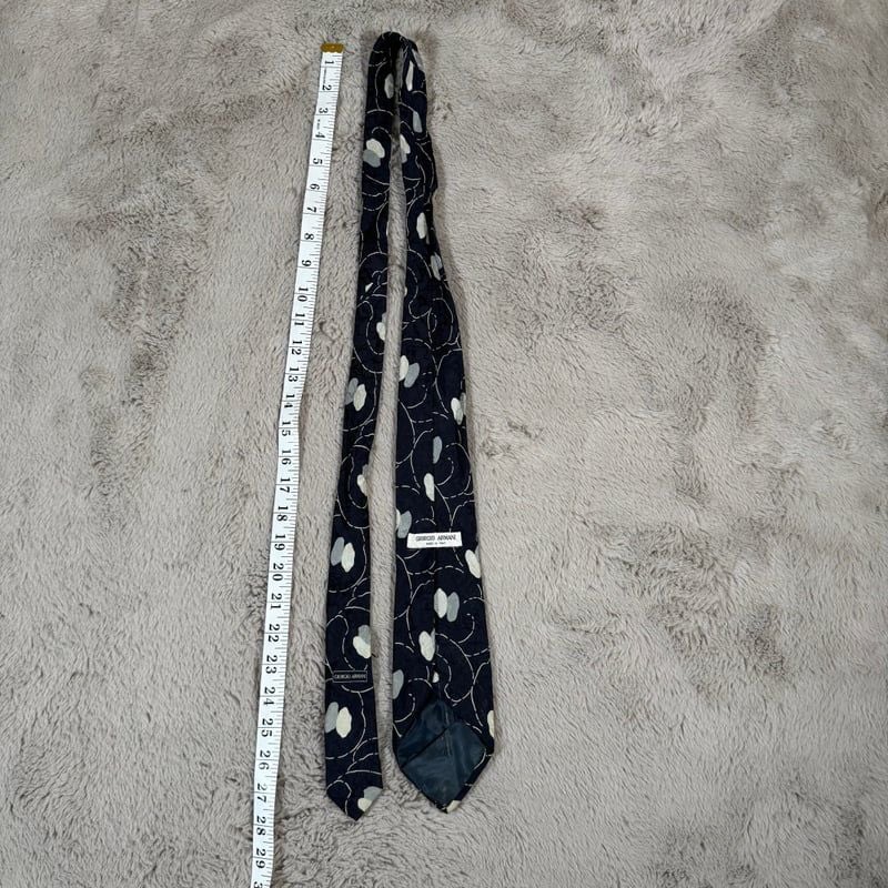 Giorgio Armani Men Ties Pure 100% Silk Dark Navy Made in Italy Business Career 4