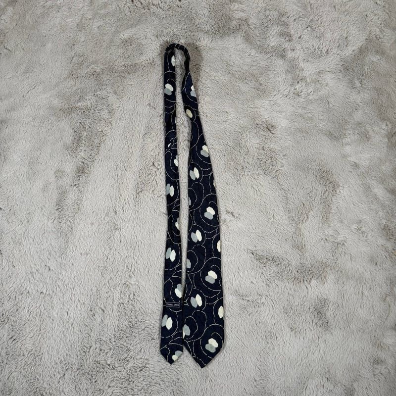 Giorgio Armani Men Ties Pure 100% Silk Dark Navy Made in Italy Business Career 2