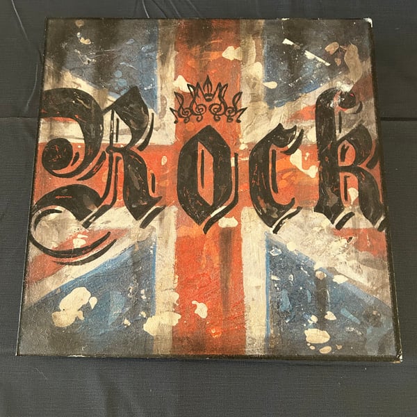 Rock Band Union Jack Flag Distressed Canvas Wall Art Home Decor