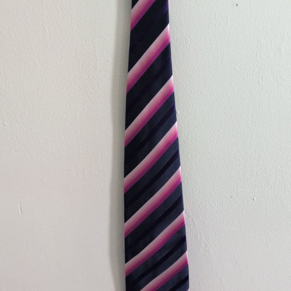 Striped Tie Navy Pink Purple Business Casual Formal Wear Men's