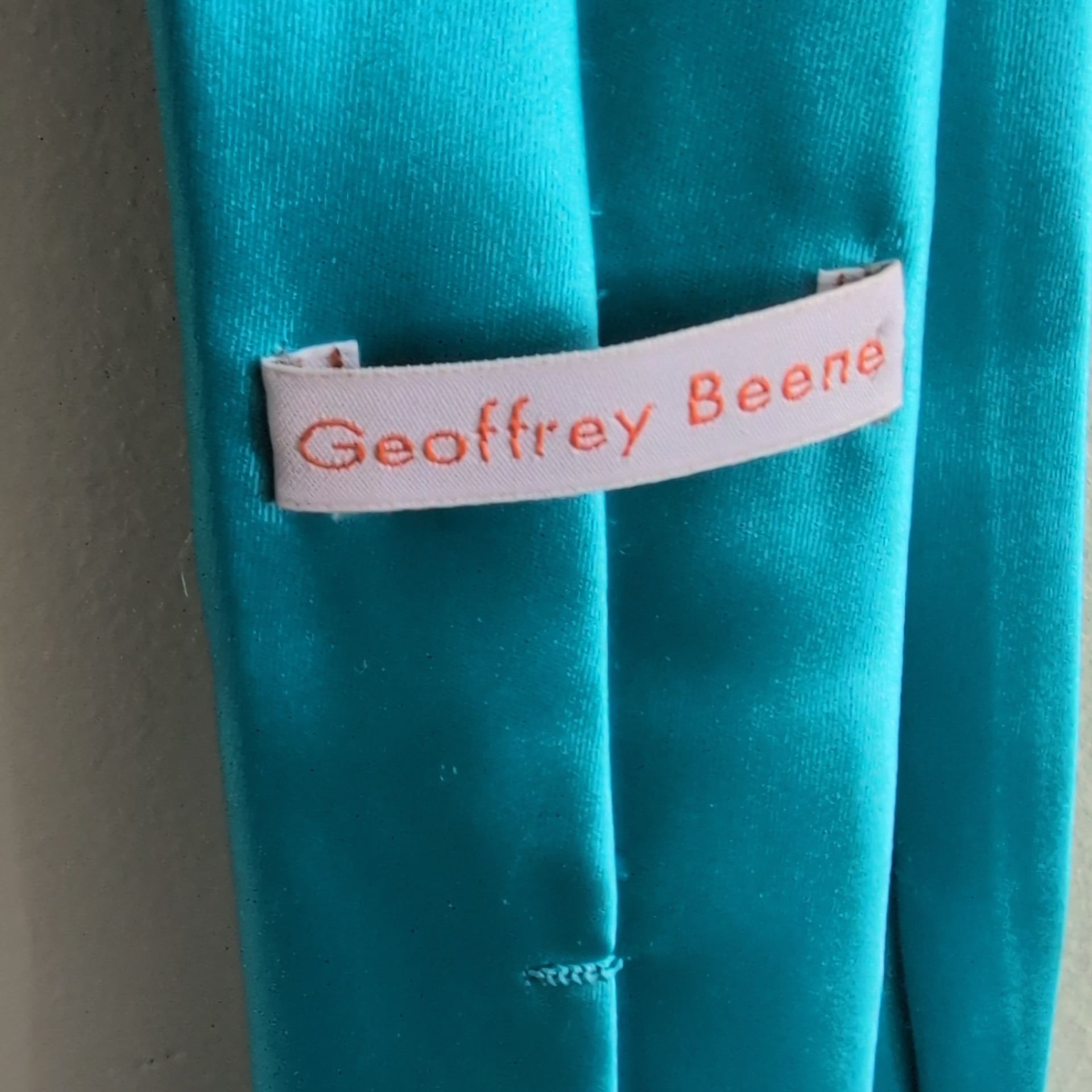 Geoffrey Beene Vibrant Teal Blue Skinny Tie - Formal Silk Blend Necktie 2