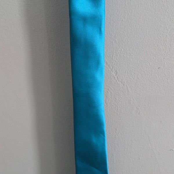 Geoffrey Beene Vibrant Teal Blue Skinny Tie - Formal Silk Blend Necktie