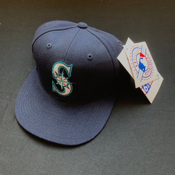 New Seattle Mariners Blue Fitted Hat MLB Baseball Cap Authentic 7 5/8 M