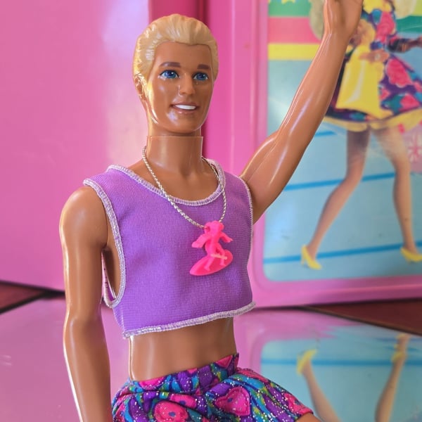 Vintage Barbie Ken Doll 1992 glitter Beach ken with swimsuit and necklace