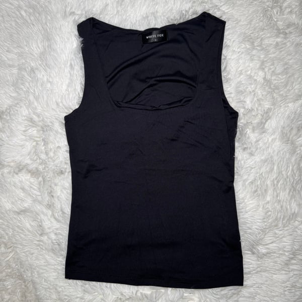 White Fox Black Square Neck Tank Top Size S