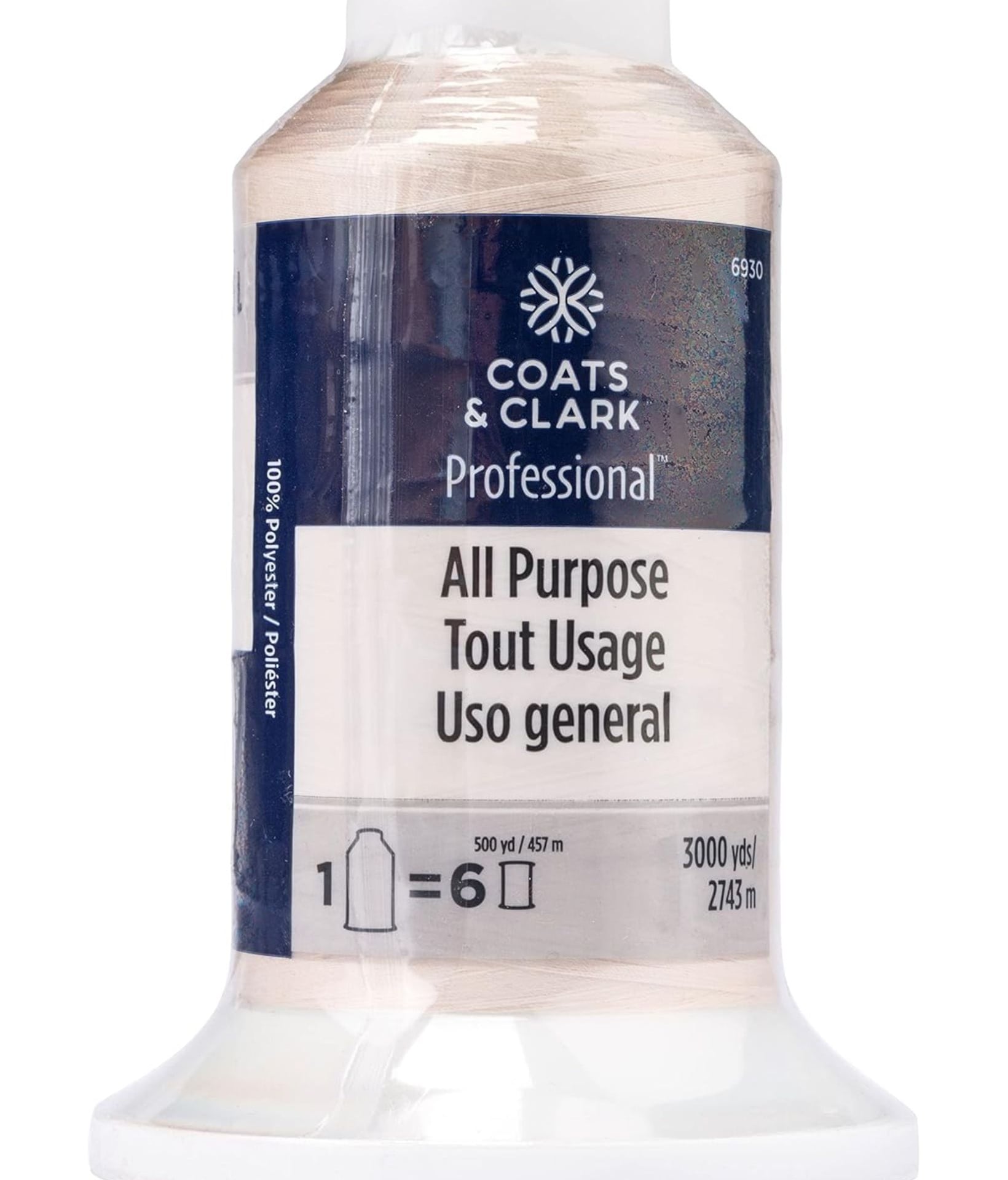 Coats and Clark Professional All Purpose Natural Polyester Thread 3000 Yds 2