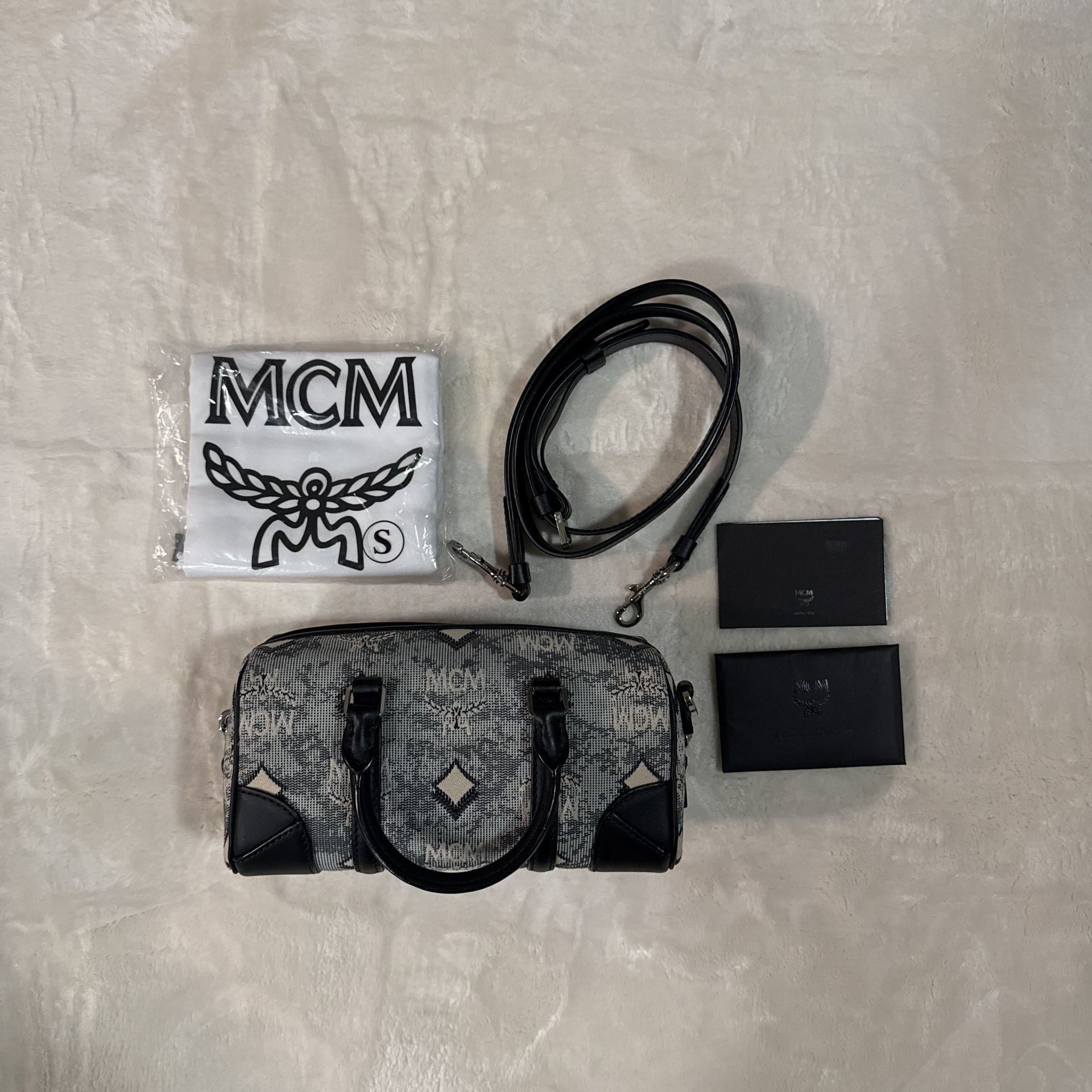 MCM Vintage Jacquard Monogram Mini Boston Bag 2