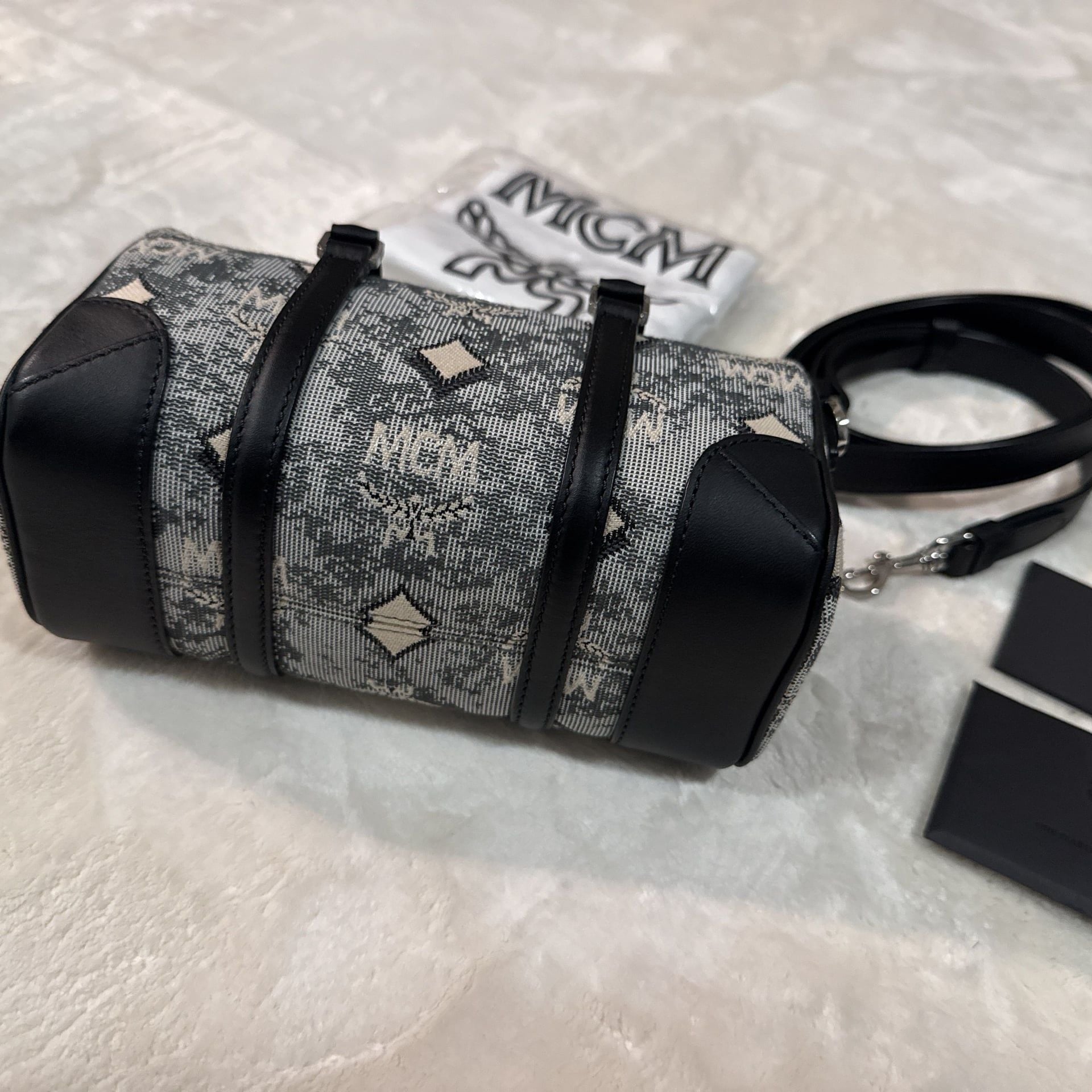 MCM Vintage Jacquard Monogram Mini Boston Bag 4