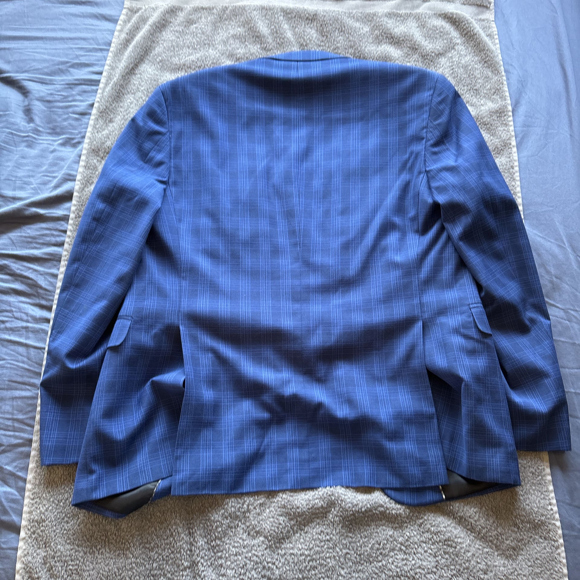 Men's Blue Plaid Suit Jacket 3