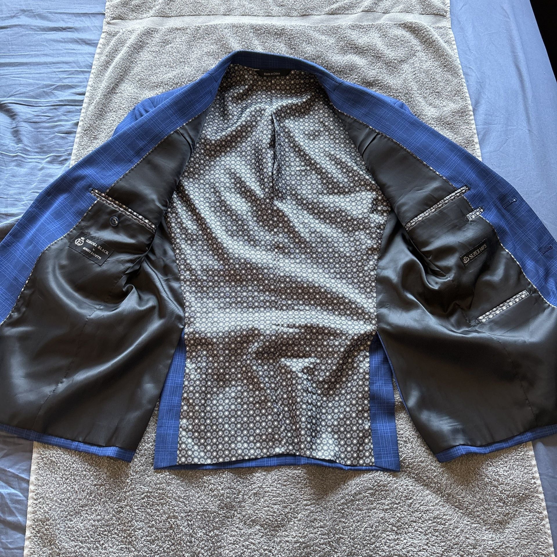 Men's Blue Plaid Suit Jacket 2