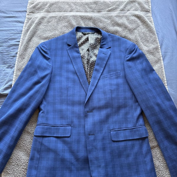 Men's Blue Plaid Suit Jacket
