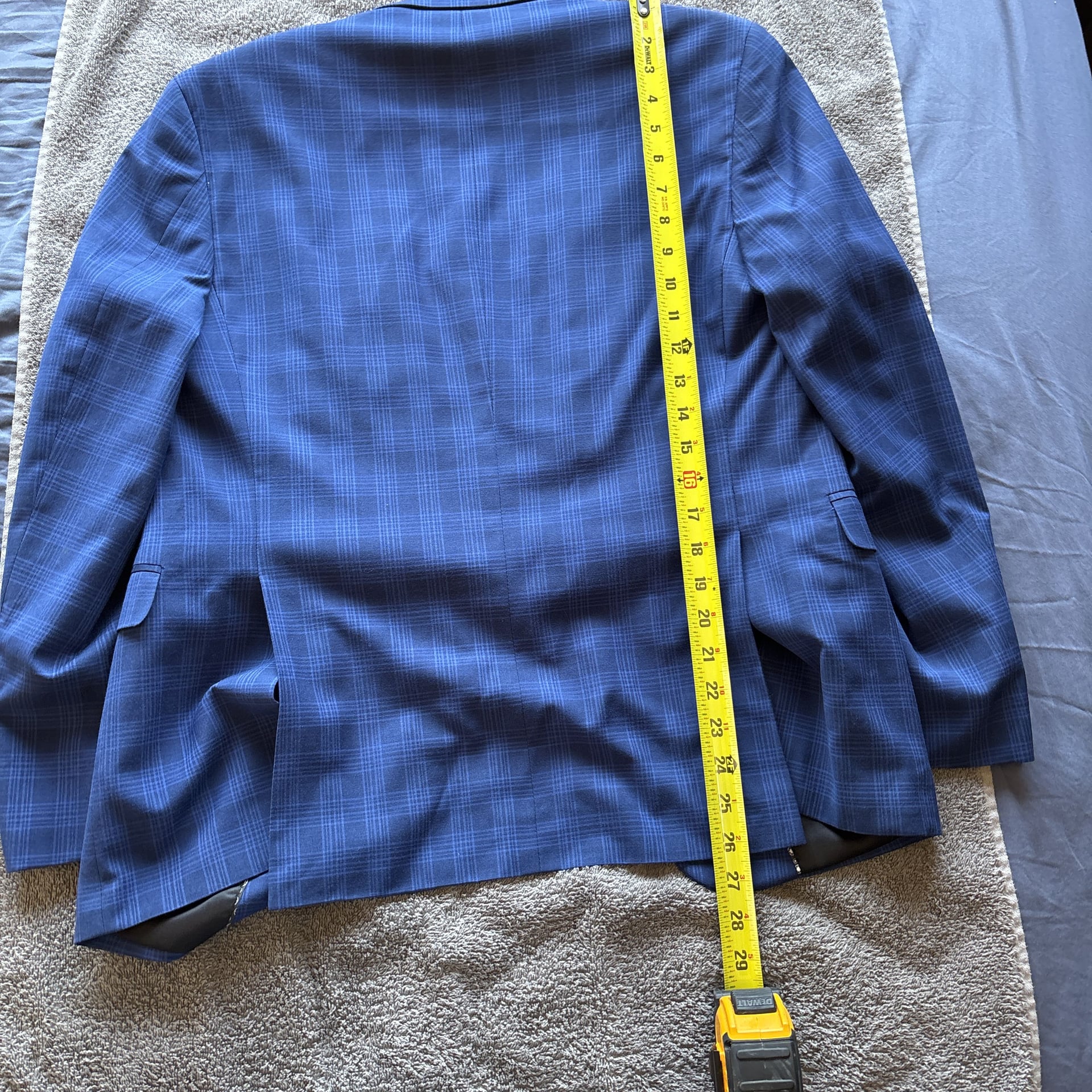 Men's Blue Plaid Suit Jacket 4