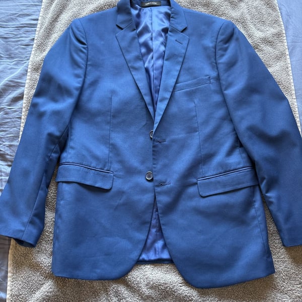 Men's Blue Two-Button Blazer with Three Pockets - Size M
