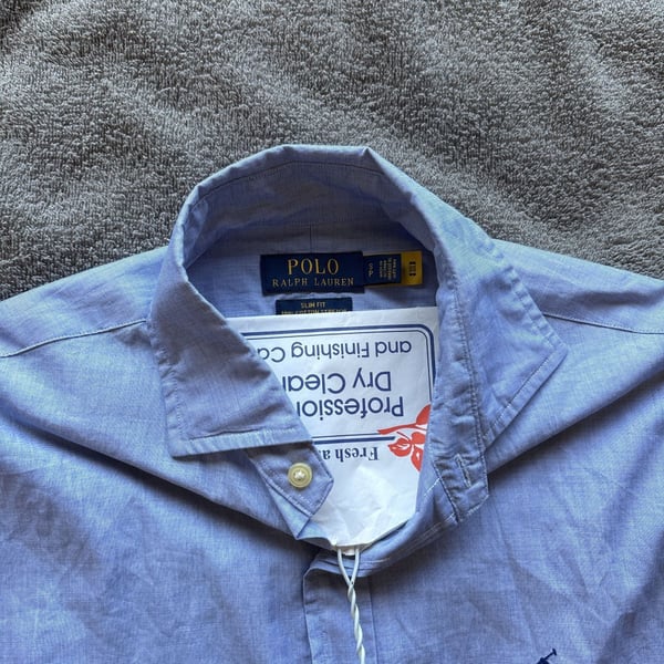 Polo Ralph Lauren Men's Blue Slim Fit Dress Shirt - Size S, 100% Cotton Stretch