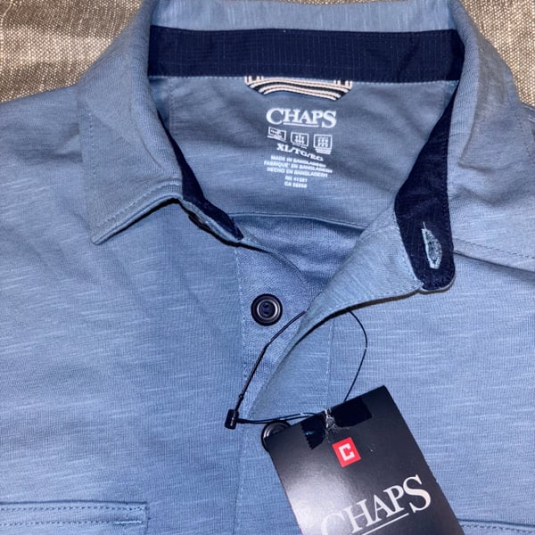 New Chaps Men's Light Blue Collared Button Up Shirt - Size XL