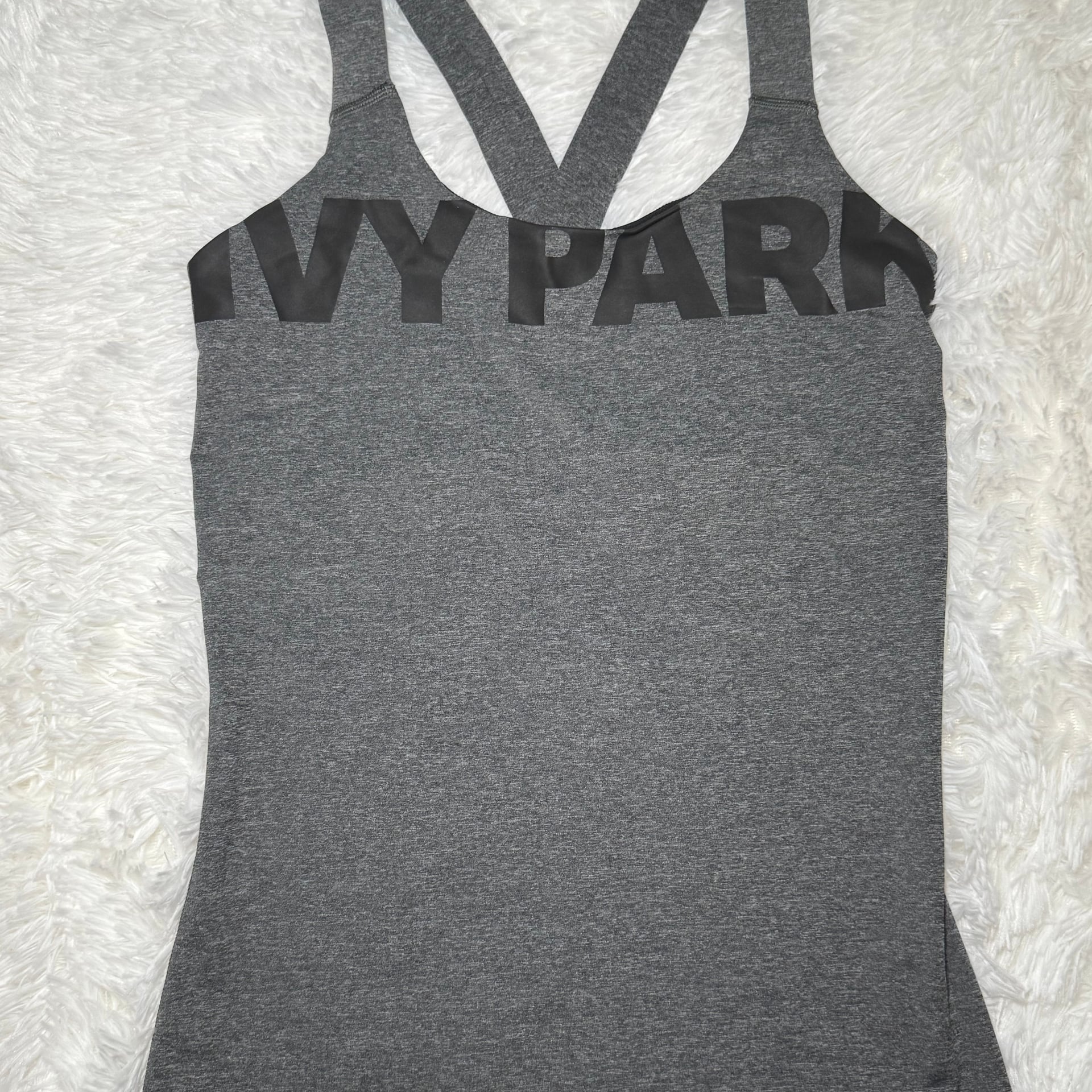 Ivy Park Laser Cut Logo Racerback Tank Top Heather Gray Womens S 1