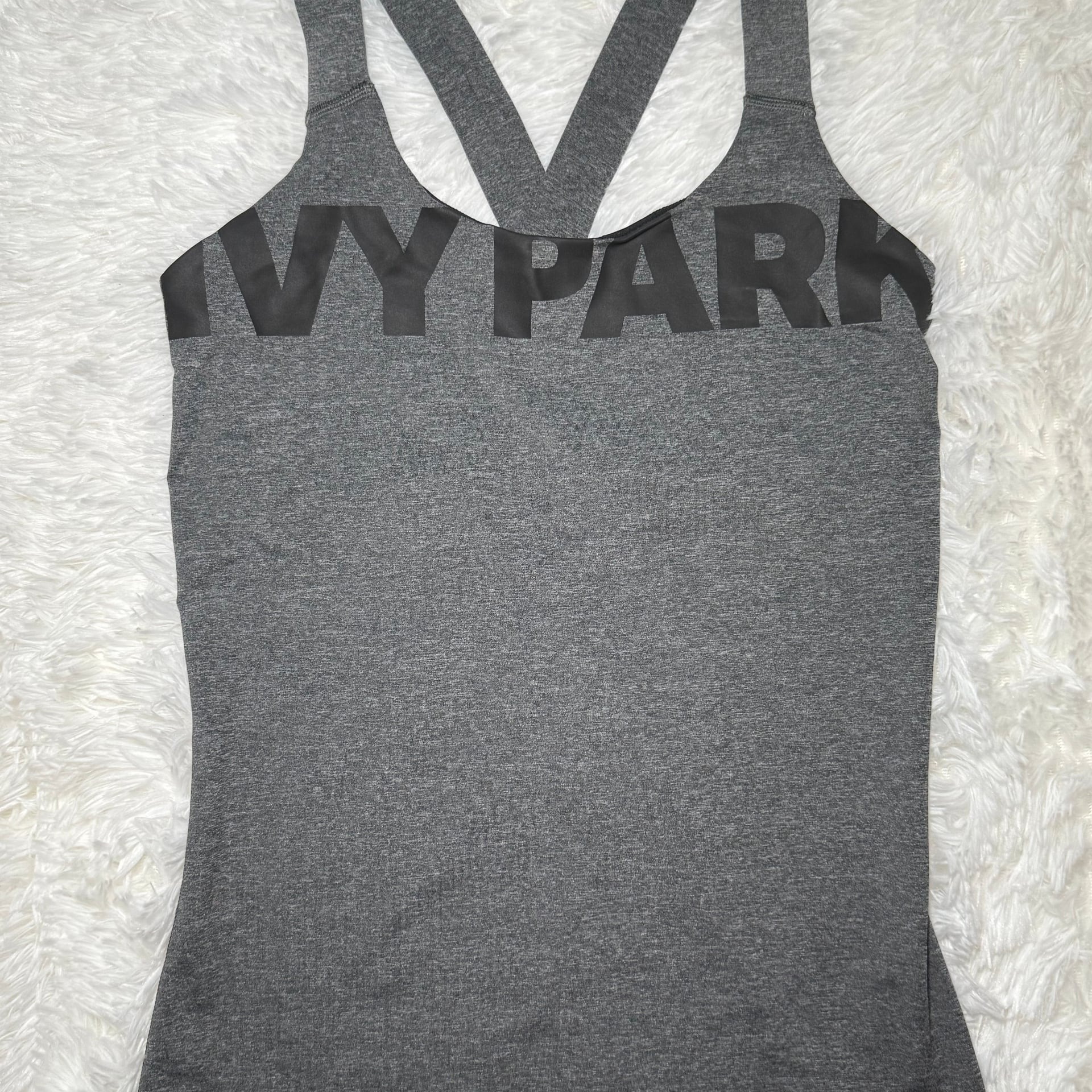 Ivy Park Laser Cut Logo Racerback Tank Top Heather Gray Womens S 2