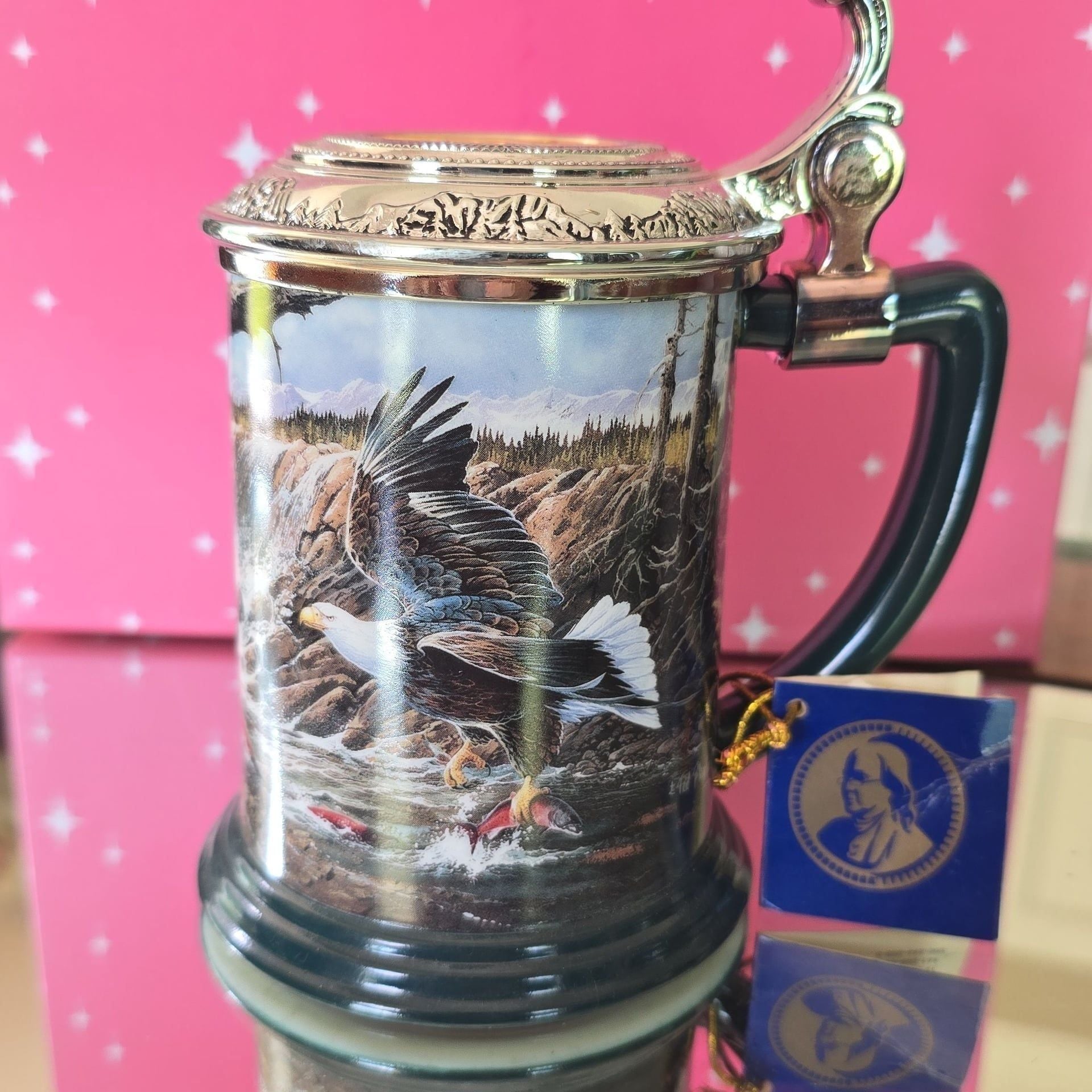 Franklin Mint Eagle of the Last Frontier Collector Tankard by Ted Blaylock 1
